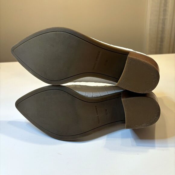 Marc‎ Fisher Rental 2 Women's White Pointed Toe Crocodile Booties Heels Size 8.5 - Picture 8 of 10